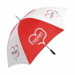 Printed Budget golf umbrella in white and red with printed logo or design