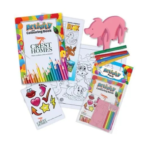 Promotional Children's Activity Book with pencils and printed with logo or design