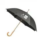 Custom-branded Classic Wooden Crook Umbrella in grey with printed logo