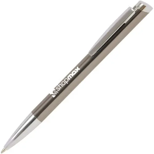 Promotional Clip-Clic Ballpen in gunmetal and chrome with printed logo