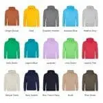 Branded College Hoodie with printed logo or design in various colours