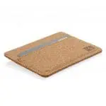 Branded Cork RFID Slim Wallet printed for credit cards with logo or design supplied in brown card box