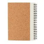 Branded Cork Spiral Notebook with Pen in cork with coloured trim, lined pages and printed logo