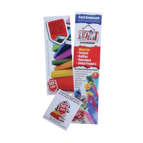 Promotional Coupon Perforated Bookmark with printed logo or design