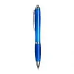 Promotional curvy pen with coloured barrel and printed logo with chrome trim