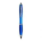 Promotional curvy pen with coloured barrel and printed logo with chrome trim