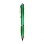 Promotional curvy pen with coloured barrel and printed logo with chrome trim