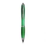 Promotional curvy pen with coloured barrel and printed logo with chrome details