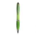 Promotional curvy pen with coloured barrel and printed logo with chrome details