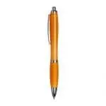 Custom-branded curvy pen with coloured barrel and printed logo with chrome trim