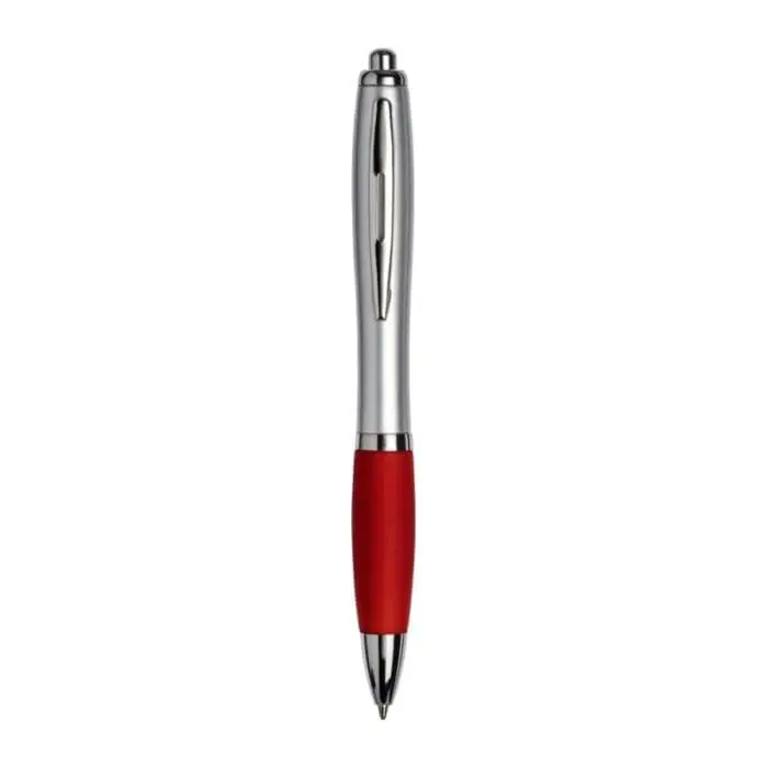 Promotional Curvy Pen with Satin Silver Barrel and printed logo