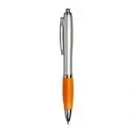 Promotional Curvy Pen with Satin Silver Barrel and printed logo