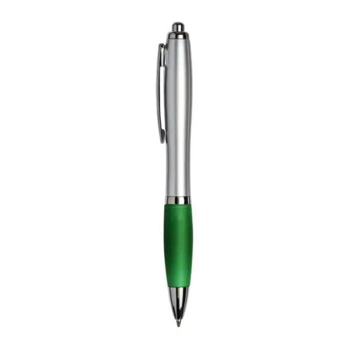 Promotional Curvy Pen with Satin Silver Barrel and printed logo