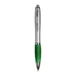 Promotional Curvy Pen with Satin Silver Barrel and printed logo