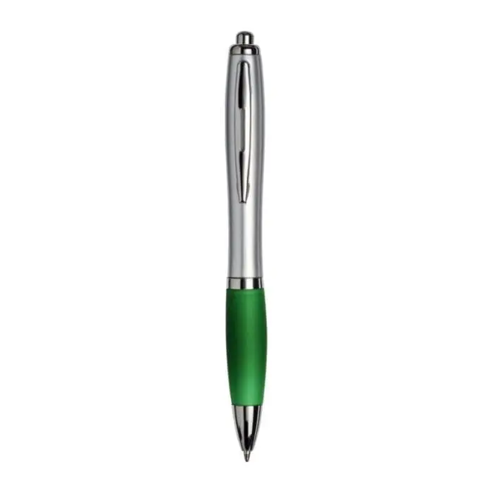 Promotional Curvy Pen with Satin Silver Barrel and printed logo