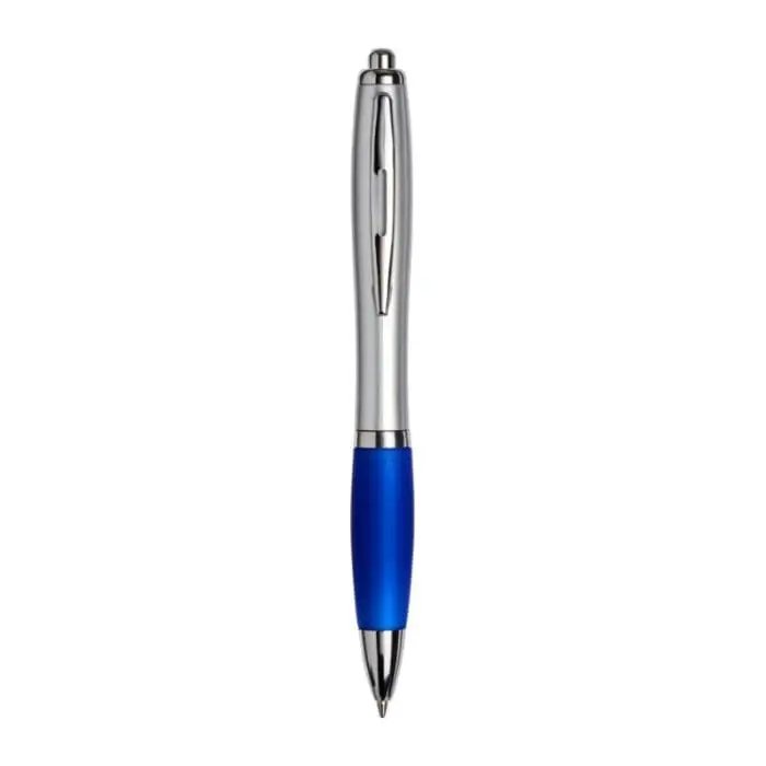 Promotional Curvy Pen with Satin Silver Barrel and printed logo