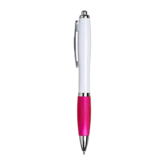 Promotional Curvy Pen with White Barrel in various colours with printed logo