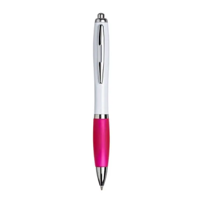 Promotional Curvy Pen with White Barrel in various colours with printed logo