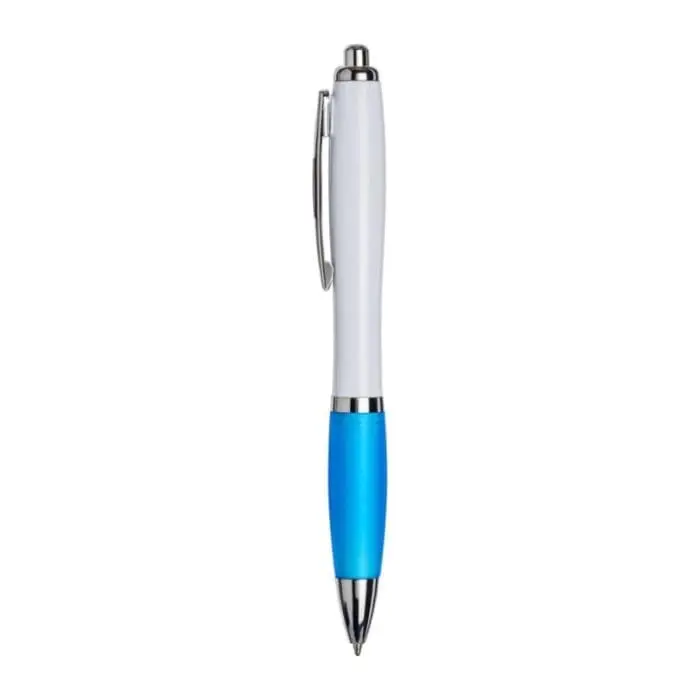 Personalised Curvy Pen with White Barrel in various colours with printed logo