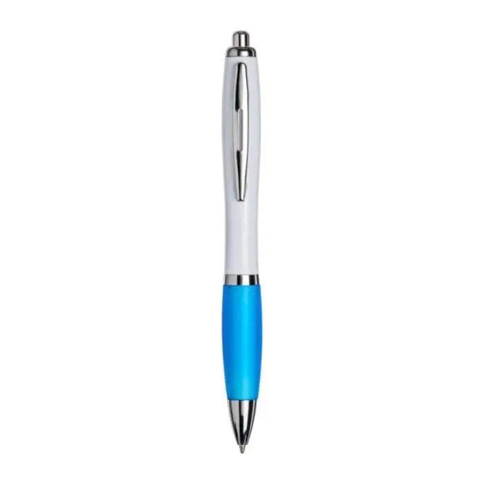 Promotional Curvy Pen with White Barrel in various colours with printed logo