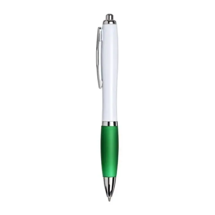 Promotional Curvy Pen with White Barrel in various colours with printed logo