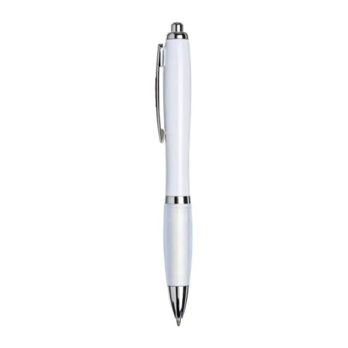 Branded Curvy Pen with White Barrel in various colours with printed logo