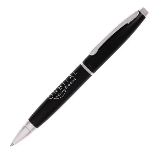 Promotional Dover Ball Pen in black with silver trim and printed logo