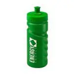 Branded Finger Grip Bottle 500ml in green with green lid and printed logo