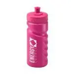 Promotional Finger Grip Bottle 500ml in pink with pink lid and printed logo