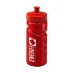 Promotional Finger Grip Bottle 500ml in red with red lid and printed logo