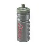 Printed Finger Grip Bottle 500ml in silver with silver lid and printed logo