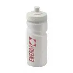 Printed Finger Grip Bottle 500ml in white with white lid and printed logo