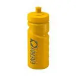 Printed Finger Grip Bottle 500ml in yellow with yellow lid and printed logo