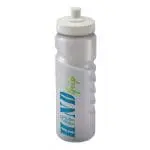 Branded Finger Grip Bottle 750ml in clear with white lid and printed logo