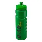 Branded Finger Grip Bottle 750ml in green with green lid and printed logo