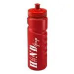 Promotional Finger Grip Bottle 750ml in red with red lid and printed logo