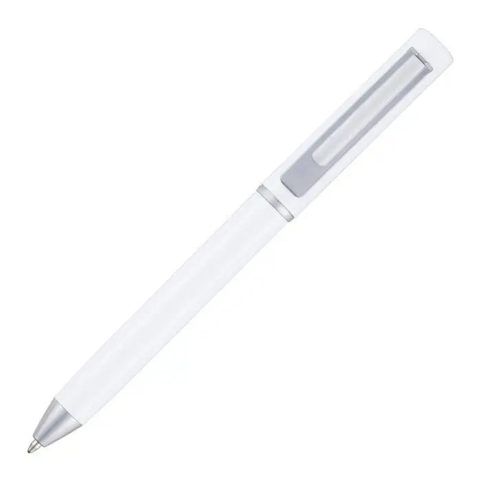 Branded Grenadier Ball Pen in white and printed with logo