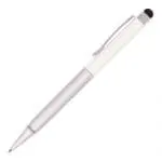 Branded Harris Stylus Ball Pen in white and printed with logo