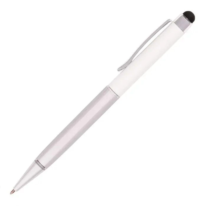 Branded Harris Stylus Ball Pen in white and printed with logo