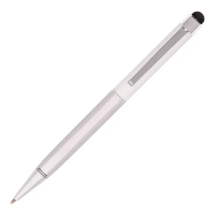 Branded Harris Stylus Ball Pen in white and printed with logo