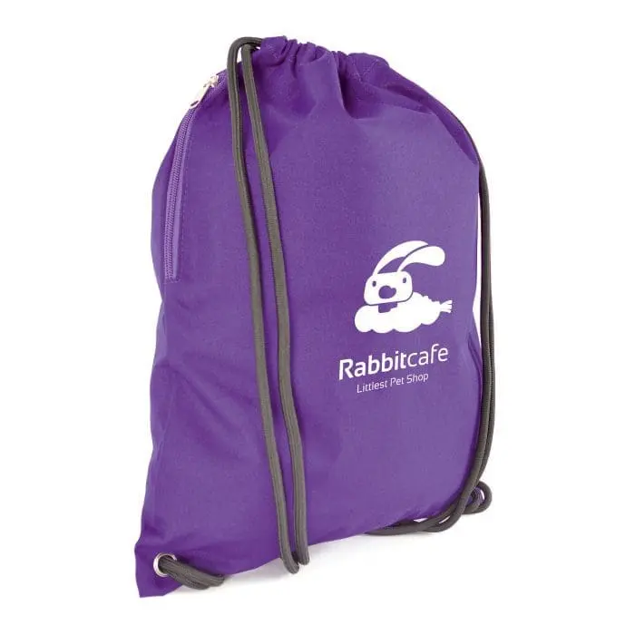 Promotional heavy duty drawstring bag in purple with printed logo