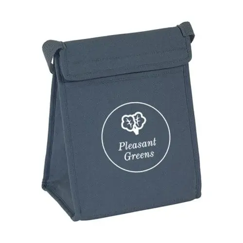 Printed Marden Eco Lunch Cotton Cooler Bag in blue with printed logo