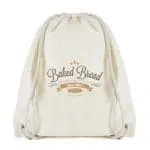 Promotional natural cotton drawstring bag in natural with printed logo