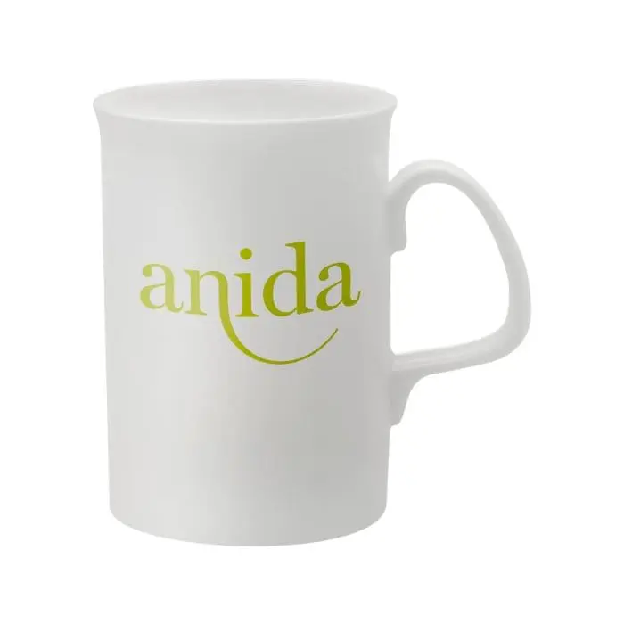 Promotional Opal bone china mug in white with printed logo or design