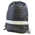 Promotional reflective band drawstring bag in black with printed logo