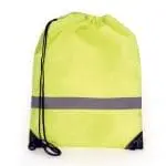 Branded reflective band drawstring bag in yellow with printed logo