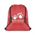 Promotional safety break drawstring bag in red with printed logo