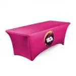 Printed Stretch Tablecloth 6ft x 2ft in pink printed with a logo or design