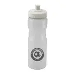 Personalised Teardrop Bottle 750ml in clear with white lid and printed logo