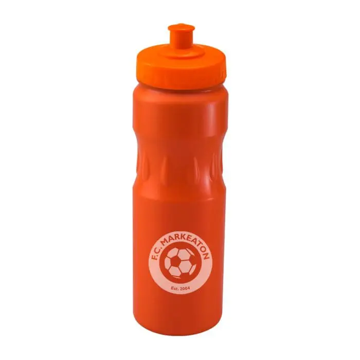 Branded Teardrop Bottle 750ml in orange with orange lid and printed logo